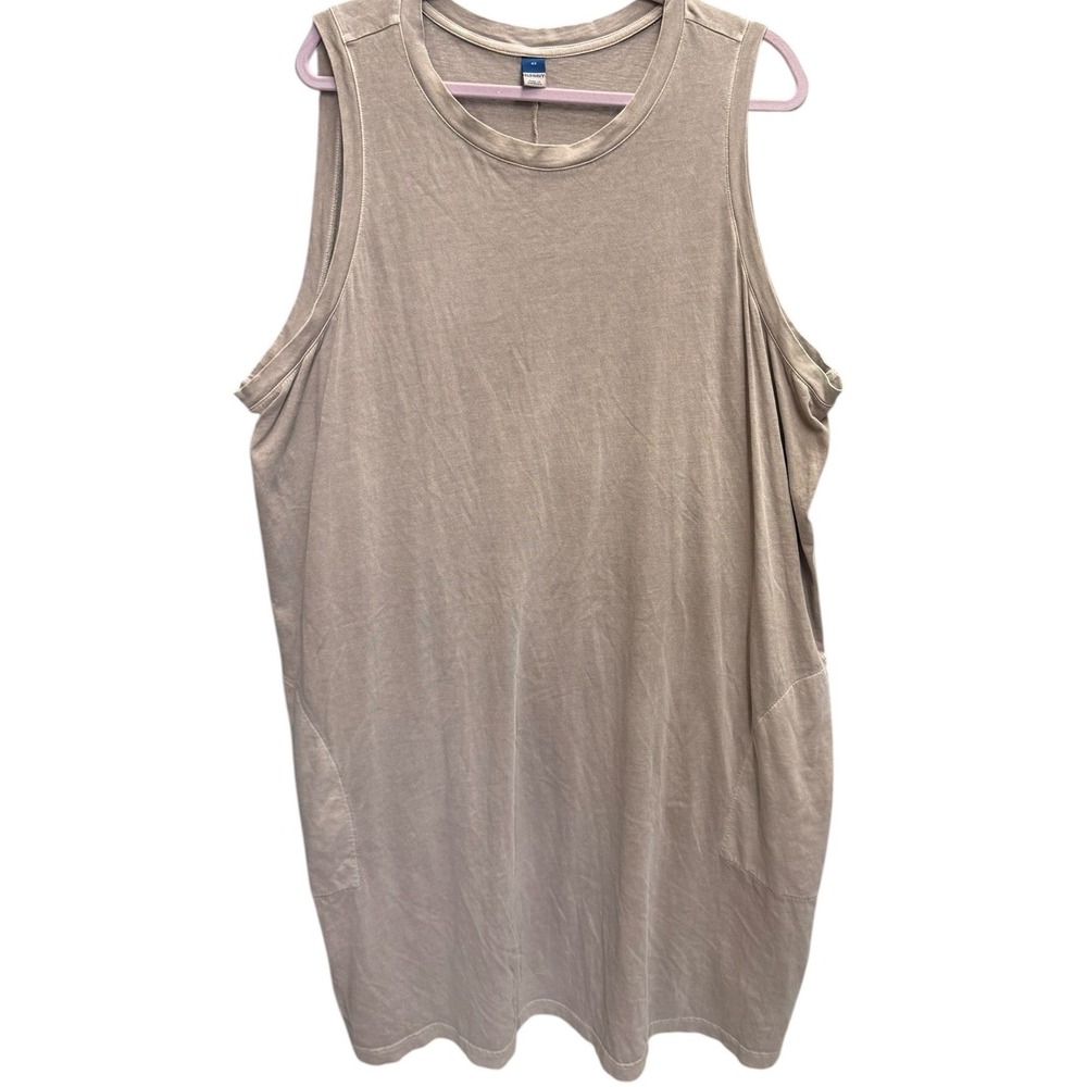 Old Navy Tank Dress Womens 4X Tan Excellent Sleeveless Cotton Pocket Shift Midi - Picture 3 of 8